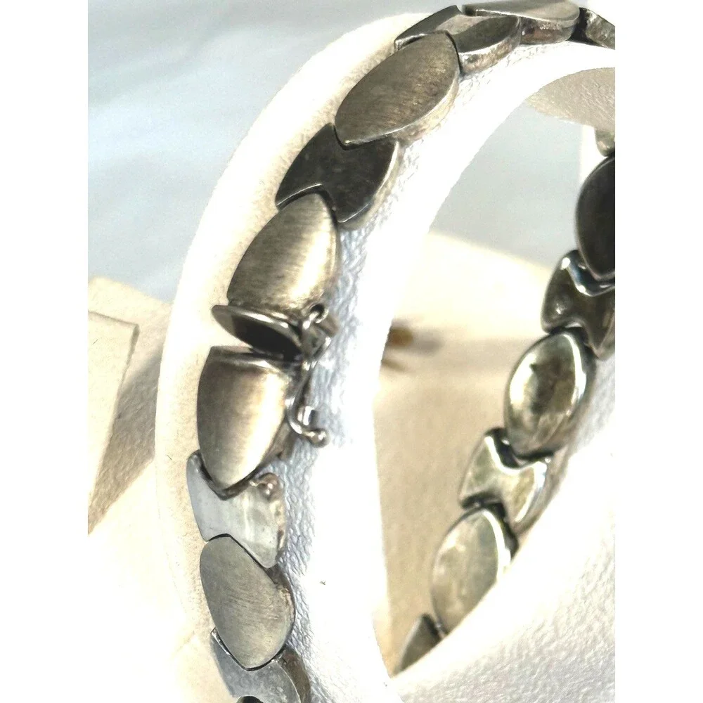 Vintage 925 Sterling Italy Interlocking Panel Link Bracelet 13.59g